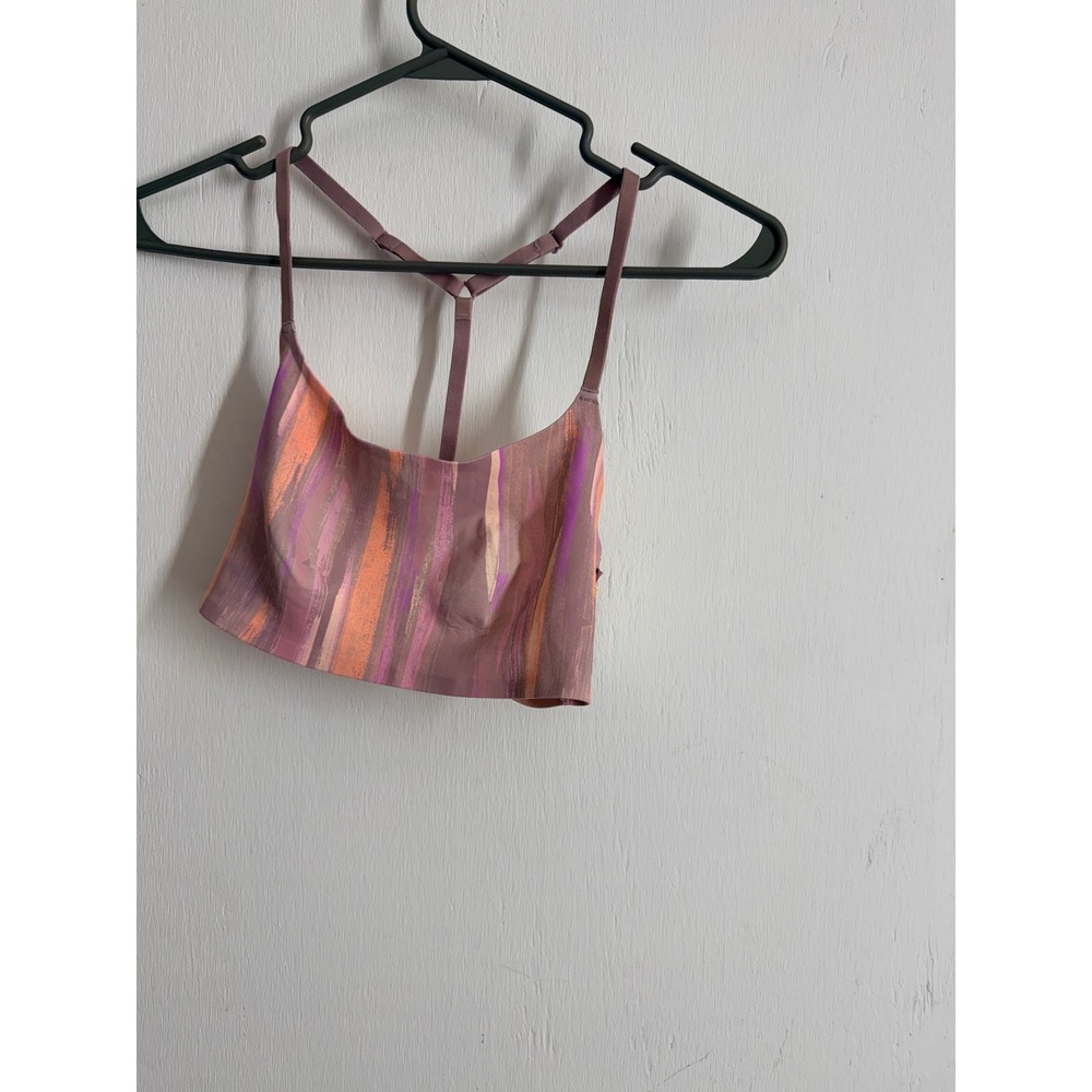 Auden Unlined Bralette Small Purple Orange Abstract Y-Back Seamless Bra NEW